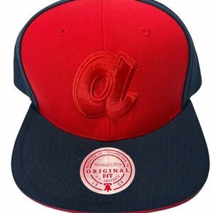 Mitchell & Ness Atlanta Braves red and navy snapback hat